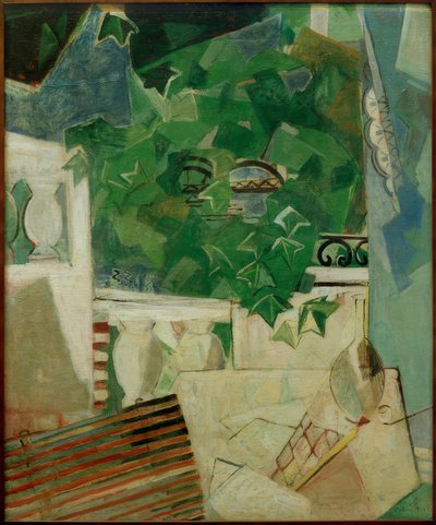 Paisaje con terraza blanca de Oskar Moll